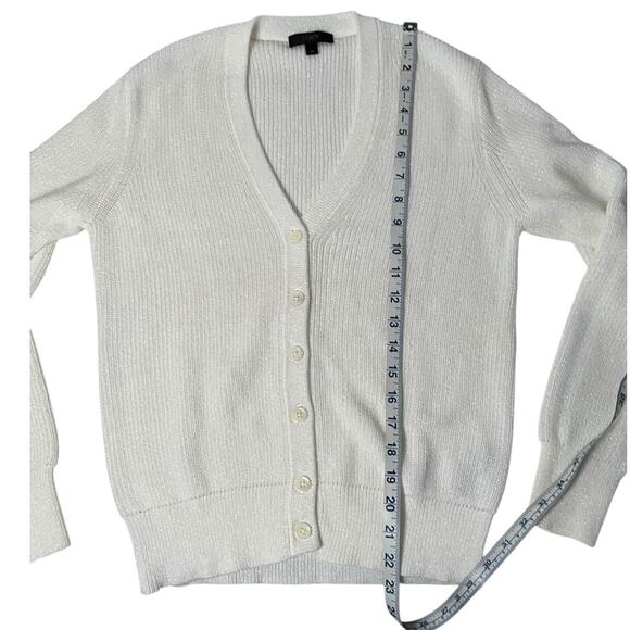 J.Crew Women’s Shimmer Ribbed Wrap Cardigan Sweater Size Medium Ivory White NWOT - Picture 7 of 10